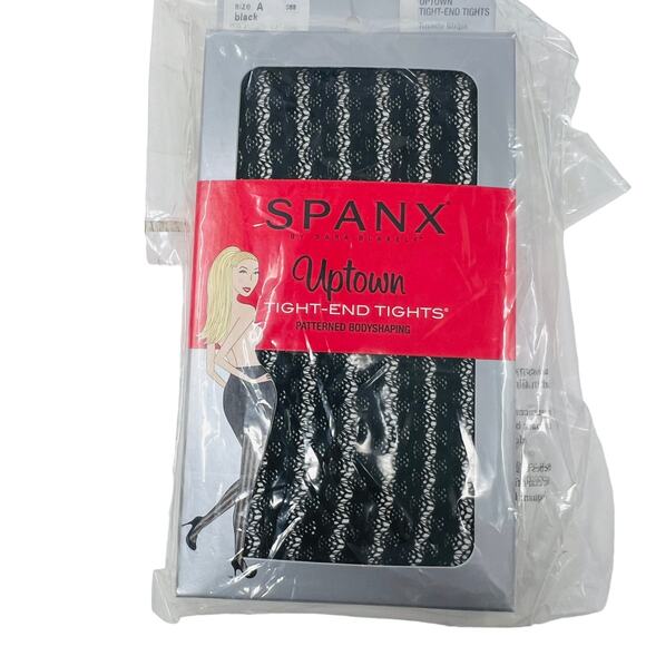 NEW! Spanx Tight End Tights Uptown Tuxedo Stripe Black - A - Picture 1 of 3